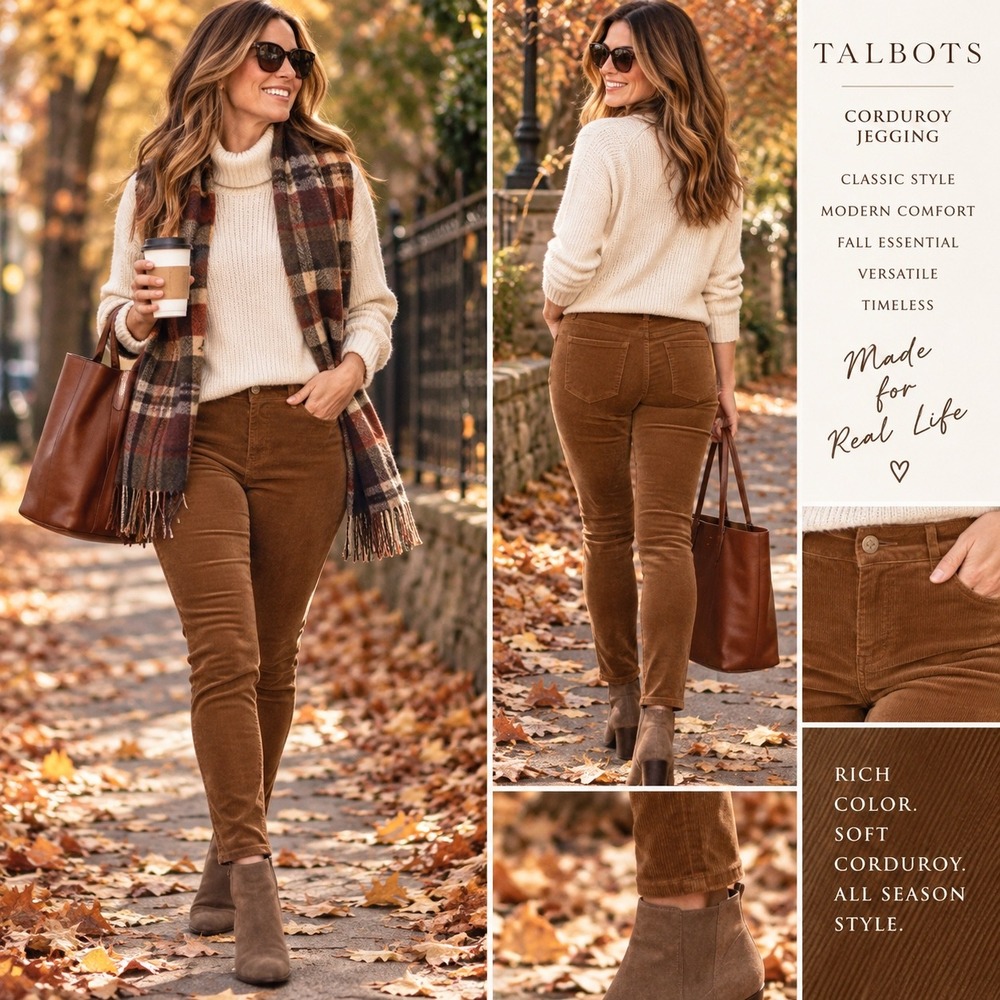 Talbots Corduroy Jegging 12 Cognac Brown Stretch Skinny Pants Fall Equestrian